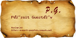 Pázsit Gusztáv névjegykártya